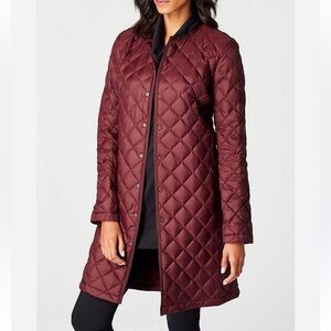 ❤️SALE❤️J.JILL QUILTED DOWN SNAP FRONT BURGUNDY PUFFER BURGANDY JACKET SZ 3X EUC
